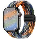 Qimela Sport Solo Loop Compatible with Apple Watch Band 38mm 40mm 41mm 42mm 44mm 45mm 46mm 49mm for Women Men,Magnetic Strap Stretchy Braided Wristband for iWatch Series 10 9 8 7 6 5 4 3 Ultra 2 1 SE