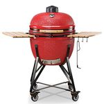 KAMADO BONO Ceramic BBQ Grill, 25" Grande Limited, Red I Kamado BBQ Charcoal Grill with Dual Zone Grilling System I Egg BBQ Smoker for Cooking, Smoking & Baking