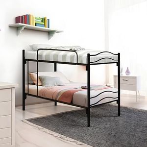 DOLCI SOGNI Letto a Castello per Adulti e Bambini Nero Scomponibile in 2 Letti Singoli, Altezza 150 cm, Letti a Castello con Rete Letto Singolo 80x190, Materasso Singolo 80x190, Cuscini Omaggio