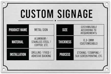 Custom Metal Nameplate Sign with Logo/Image/Text, Stainless Steel Aluminum Brass Plate, Engraved UV Printed Equipment Label, Machine Tag, Industrial Safety Sign, Office Door Name Plate
