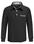 Arshiner Boy's Long Sleeve Polo Shirt with Pocket Black