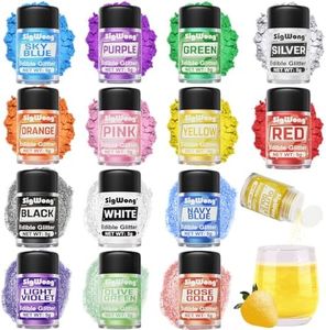 Edible Glitter Set - 15 Colors Food Grade Luster Dust, Edible Glitter Powder for Drinks, Cake Decorating, Chocolates, Fondant, Strawberries, Cupcakes, Candy, Cookie. Vegan - 5g/bottle