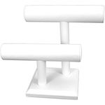 Findingking 2 Tier White Leather T-Bar Bracelet Watch Jewelry Display Stand