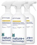 ATTITUDE Window & Mirror Cleaner, EWG Verified, Plant- & Mineral-Based, Vegan & Streak-Free Glass Spray, Made in Canada, Citrus Zest Scent, 800 mL (Pack of 3)