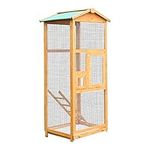 PawHut 65" Large Wooden Vertical Outdoor Aviary Flight House Bird Cage With 2 Doors
