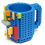 BonZeal 3D Plastic DIY Build On Brick Mug Birthday Gift for Kids Children Building Block Coffee Mug Blue Pack of 1 420 ml Diwali Gift for Kids Children Gift for Diwali Diwali Gift for Brother Sister