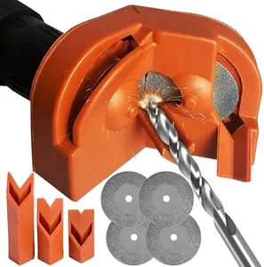 Drill Bit Sharpener,Portable Drill Bit Sharpener,Multipurpose Drill Bit Grinding Sharpener with 4 Grinding Wheels for All Bits(5/64''- 5/8''),Afilador De Brocas,Knife Sharpener Tool (Orange)