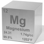 Magnesium 1.5" Metal Density Cube - 99.9% Pure Element for Chemistry - Periodic Table Design for Scientific Collection, Education, & Gifting