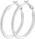 Hoop Earrings Stainless Steel Womens Cubic Zirconia Earrings Rhinestone Girls Earings ( not allergies)