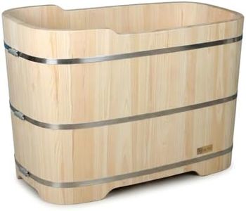 OGOLOUG Compact Japanese Hinoki Bath Tub for Small Apartments, 47.2 in, Lid