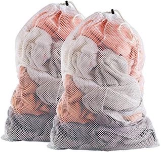 Handy Laundry Mesh XL Laundry Bags - Durable, Machine Washable with Secure Drawstring Closure - Perfect for College Dorms, Laundromats, Apartments (White, 2-Pack)