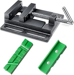 Tools Drill Press Vise Metal Drill Press Vice Workbench Drill Vise Clamp with 2 Pieces Magnetic Vise Pads Multi Grooved Pads Set for Daily Working Supply (4 Inch)