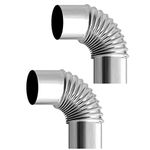 90° Elbow Pipe Ø 60mm, 2 Pack Steel Stove Pipe Elbow, Heat Resistant Flue Pipe for Stoves, Stainless Elbow Chimney Pipe