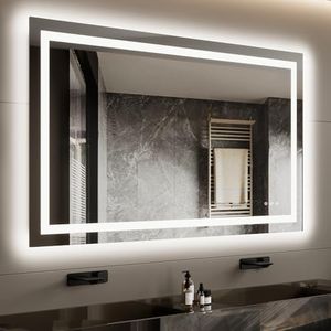 40x32 LED Vanity Mirror for Bathroom, Dual Backlit & Front Lighting, 3CCT Dimmable, Anti-Fog, Shatterproof Tempered Glass, ETL Certified, Memory Feature, Modern Frameless Wall Mirror with Lights