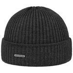 Stetson Parkman Knitted hat for Ladies/Men - 100% Merino Wool Winter Cap - Made in The EU - One Size 54-62 cm Turn-Up Cap - Woolen Cap for Autumn/Winter - Ribbed Cap Anthracite One Size