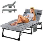 MOPHOTO Sun Lounger for Garden, Heavy Duty sun loungers chair with padded and Headrest, guest bed,office bed,folding garden bed Perfect for camping