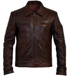 Charlie LONDON Men's Lynch Leather Jacket - Vintage Brown Classic Jackets (Large)