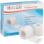 HEALQU Surgical Transparent Tape for Wound Care, Tubing, First Aid Supplies - 2" x 10yd Box of 6 Breathable, See Through, Microporous Waterproof Tape with Gentle Adhesion and Easy Monitoring