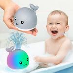 TFS-Top·Fans Baby Whale Bath Toys - Rechargeable Pool Water Toy Sprinkler Light Up Bathtub for Toddler Boys 6 7 8 9 10 11 12 Month Old Mold Tub 1 2 3 4 5 Girls Shower Gifts Essentials