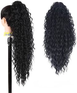 Ser Mulher Extensión de cola de caballo ELENA con pinza de pelo rizado, 70 cm. Aspecto natural (1 negro)