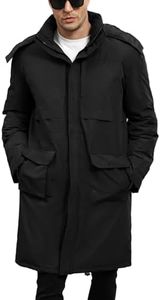 Wyeysyt Mens Long Winter Coats Parka Warm Hooded Quilted Puffer Jacket Thicken Water-Resistant Heavy Outerwear(Black-XXL)