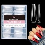 UNA GELLA Coffin Nails Tips Soft Gel Extra Long 216pcs XXL Full Nails Tips Coffin Shape Press On Nails No C Curve Full Cover Ballerina Nail Tip Full Clear False Fake Acrylic Nails with Case