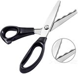 Pinking Shears, Professional Stainless Steel Dressmaking Sewing Craft Scissors Comfort Grips, Serrated & Scalloped Blades Cut, Tailor Decorative Tool - Fabrics Leather Paper Craft, Scalloped 18 mm