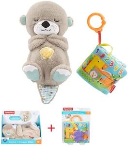 Fisher-Price - Kit Regalo - Lontra Coccole & Relax (FXC66) + Il Mio Primo Libro Attività (FGJ40). Peluche con luci, suoni e movimento sensoriale. Libro soffice con scimmietta mordicchiabile. 0+ mesi