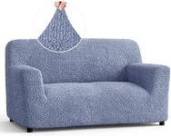 PAULATO BY GA.I.CO. Loveseat Slipcover - Oversized Chair Cover - Stretch Couch Cover - Cushion Love Seat Sofa Cover - 1-Piece Form Fit Washable Protector - Microfibra Collection - Blue