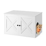 Feandrea Litter Box Enclosure, Cat Litter Box Furniture Hidden, with Removable Divider, Wooden Cat Washroom Furniture,Indoor Cat House, White UPCL002W01