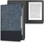 kwmobile Case Compatible with Kobo Aura Edition 2 - PU Leather and Canvas e-Reader Cover - Dark Blue/Black