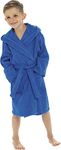 Childrens Kids Boys Girls Hooded Towelling Bathrobe Dressing Gown 100% Cotton Terry Towel Soft Towlling 7-13 Years (Royal Blue, 11-12 Years)