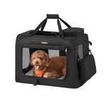 Feandrea Dog Crate, Collapsible Pet Carrier, M, Portable Soft Dog Crate, Oxford Fabric, Mesh, Metal Frame, with Handle, Storage Pockets, 24 x 16.5 x 16.5 Inches, Black UPDC60H