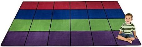 KidCarpet.com Blocks Seating Classroom Rug Multi with 24 Squares, 7'6" x 12' Rectangle Educational Carpet for Home or School Learning Area | Area Rug for Kids Bedroom or Playroom