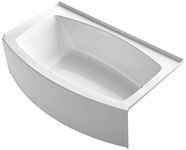 KOHLER K-1118-RA-0 Expanse 60" X 30" to 36" Curved Alcove Bath with Integral Apron, Tile Flange and Right-Hand Drain, White