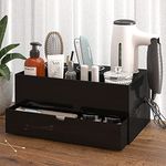 AKTOP Hair Tool Organizer - Black Acrylic Hair Dryer Holder with Drawer, Hair Styling Tools & Accessories Organizer, Bathroom Vanity Countertop Storage for Flat Irons, Curling Irons - Hold Hot Tools