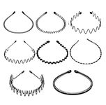 Metal Hair bands for men, men wavy headband8 Pcs Spiral Non-Slip Multi-styleUnisex hair band Accessories for men and women