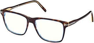 Eyeglasses Tom Ford FT 5817 -B 055 Shiny Bilayer Transp Blue & Classic Havana,", Shiny Bilayer Transp Blue & Classic Havana, "T" Lo, 56/16/145