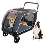 Dog Stroller for 2 Dogs Medium Large Pet Bike Trailer & Stroller for Dogs Up to 160lbs Foldable 4 Wheels Pet Stroller with Adjustable Handle, Back/Front Entry