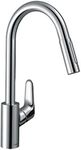 hansgrohe Focus M41 - kitchen tap with pull-out spray, 2 sprays, kitchen sink tap with spout height 240 mm, kitchen mixer tap with swivel spout, chrome, 31815000