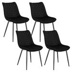 WOLTU Dining Chairs Set of 4 Kitchen Counter Chairs Lounge Leisure Living Room Corner Chairs Black Velvet Reception Chairs with Backrest and Padded Seat