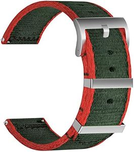 ULLCHRO Nylon Bracelet Montre Bracelet Montre Armée Militaire - 18mm, 20mm, 22mm, 24mm Montre Bracelet avec Acier Inoxydable Boucle (18mm, Green & Red)