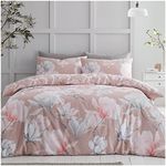 GC GAVENO CAVAILIA Luxury Magnolia Duvet Cover, Dramatic Botanical Bedding Set, Reversible Quilt Cover Set with Matching Pillowcases, King Size, Blush Pink, 3 Pieces