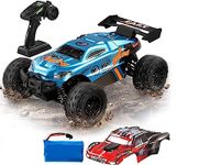 Heattack Rongry RC Cars,40+KM/H Speed 4WD 1:18 Scale Electric Waterproof Truggy Remote Control Off Road Monster Truck with Rechargeable Batteries Toys for Kids and Adult (RC Crawler ZWD-005), Multi