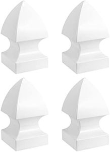 QWORK Vinyl Post Caps, 4 Pack Vinyl Fence Post Caps for 5" x 5" Fence Post, Outdoor Use, White