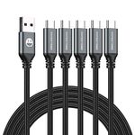 5Pack 10ft USB C Cable, Extra Long USB A to USB-C 10foot Type C Fast Charging Cable Compatible Samsung Galaxy S10 20 9 8 Plus a10e,Braided Rapid Charger Cord for Note 10 9 8,LG V50 V40 G8 G7(Grey)