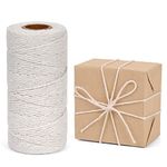 328 Feet Cooking Twine, Cotton Twine String, Cotton Rope for Gift Wrapping, Handmade Crafts, Gardening, Packing, Cooking (White)