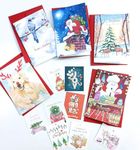 anujarusiya Christmas Greetings set of 5 | 8 gift tags | digital print of watercolor illustration | 4"X6" (Classic Christmas Greetings)