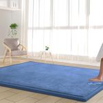 Baby Play Mat Nursery Rug - 6’7” X 4’11” Memory Foam Area Rug Soft Padded Carpet - 1" Thick Playmat for Babies, Toddlers, Infants, Kids - Crawling Mat Used Rugs for Living Room with Non-Slip (Navy)