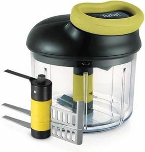 Tefal Hachoir manuel 5 secondes 900 ml Plus lames, Purée, Hacher, Découper, Mixer, Légumes et viandes, Noix, Oignons, Lames en acier inoxydable, Rapidité et facilité K1321324